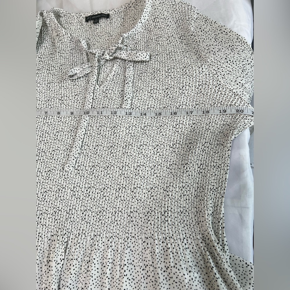 Adrianna Papel Women Small White Black Polka Dot Pleated Blouse Shirt Flowly Top - Picture 9 of 11